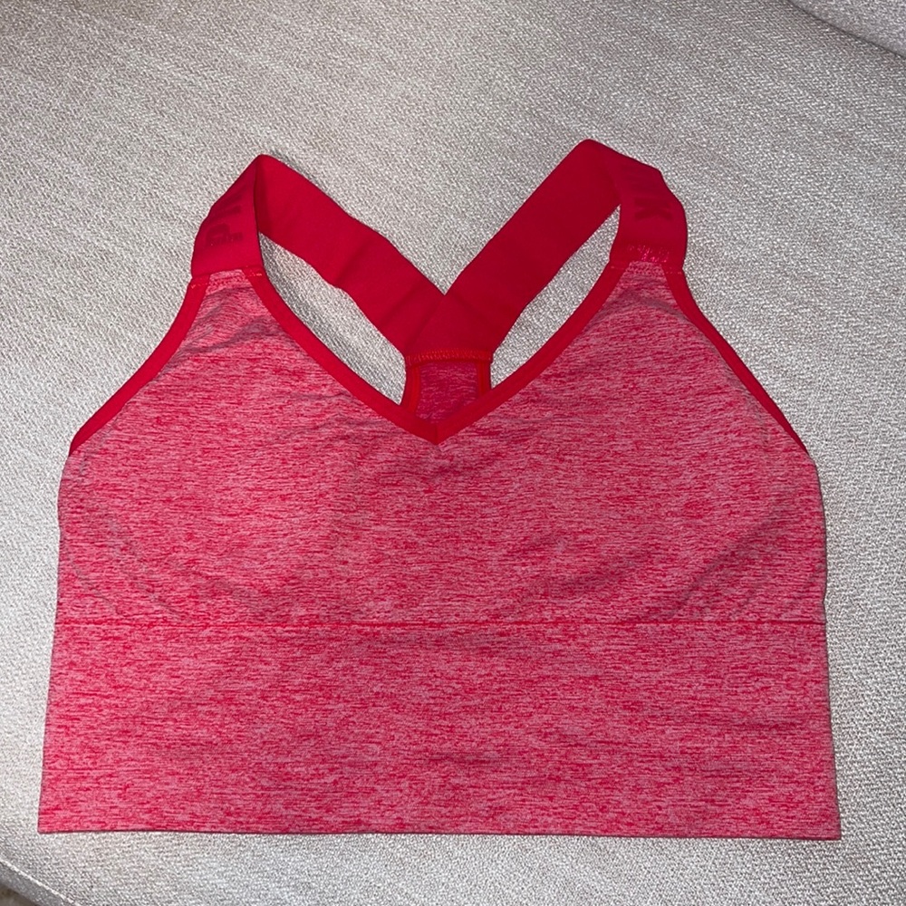 Pink Red seamless longline sports bra/ crop top size large